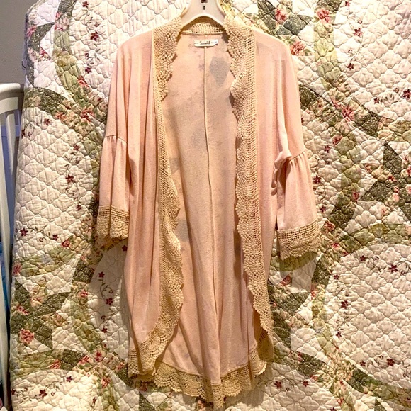 Spadehill Jackets & Blazers - Spadehill lace trim bell sleeve duster